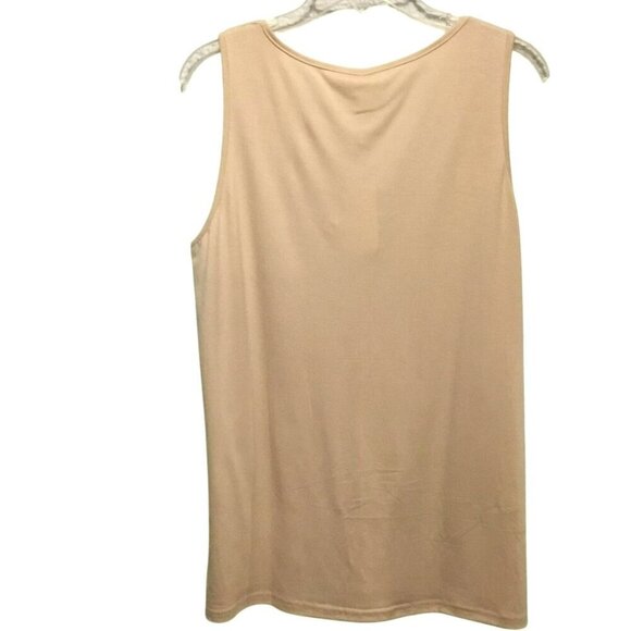 Aokosor V-Neck Top NWT Pleated Sleeveless Women's Sz L Apricot Flowy Lightweight - Picture 5 of 10